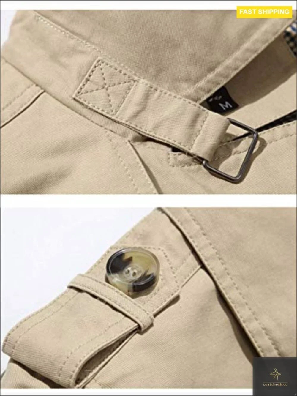 Slim Notched Collar Single Breasted Cotton Jacket Office Trench Coat Solid